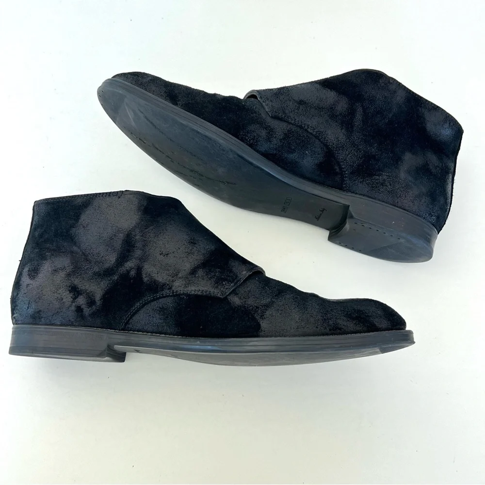 JIMMY CHOO Men Black Double Monk Strap Waxed Suede Leather Chukka Boots Sz 42 - Picture 8 of 16